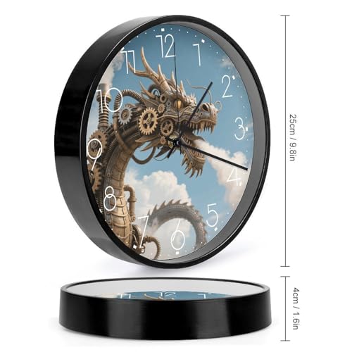 Horloge murale ronde Dragon décorative pour salon moderne