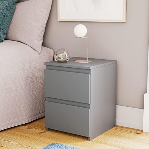 Amazon Brand - Movian 2-Drawer Bedside Table, 29.5 x 29.5 x 40 cm, Grey