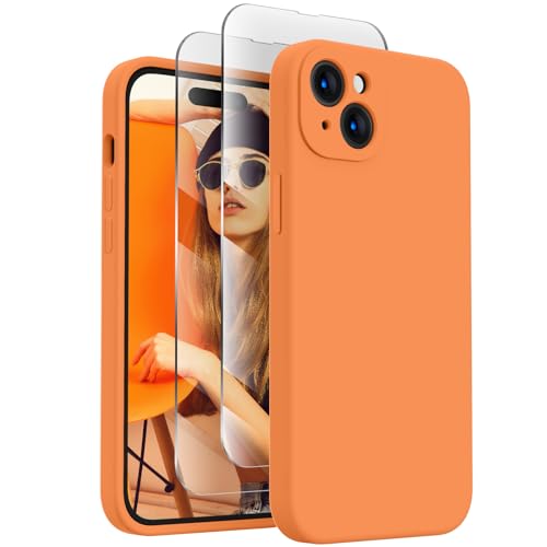 Image of FireNova Designed for iPhone 15 Case, Silicone Upgraded [Camera Protection] Phone Case, Soft Anti-Scratch Microfiber Lining Inside, 6.1 inch, Kumquat