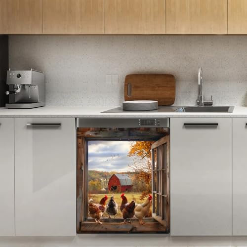 Dishwasher Magnet Cover Farm Rooster Magnetic Sticker Refrigerator Decorative Cover Reusable Fridge Appliance Magnet Home Kitchen Holiday Decor 23x26 inch by oooJHooo - Image 3