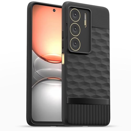 Image of Pikkme Back Cover for Realme C75 Camera Protection 3D Hexa Cube Design Silicone Protective Bumper Case (Black)