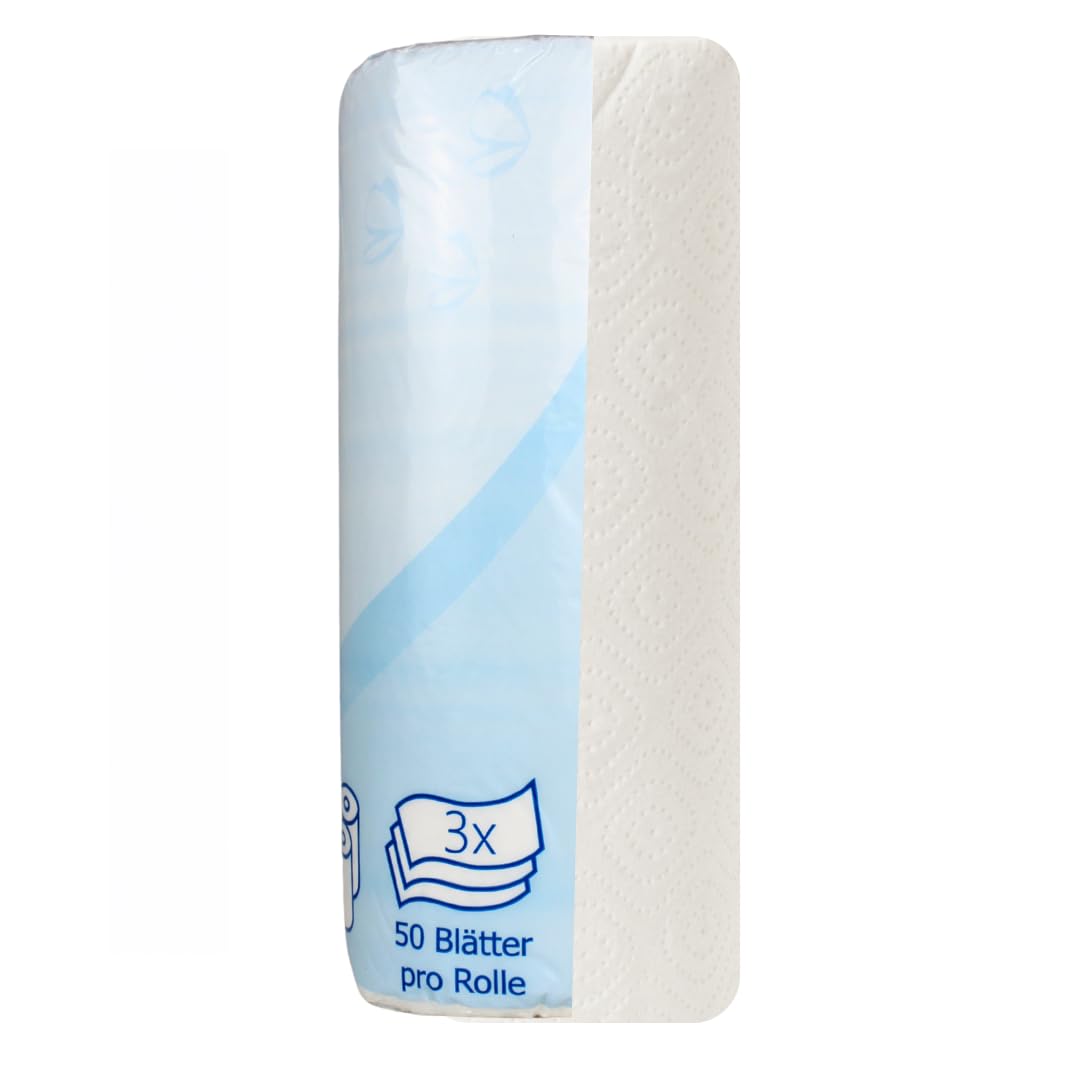 Enpack Pakla 32 Küchenrollen 25,6 x 22,4 cm - Papierrolle 3-lagig, saugstark - 50 Küchentücher je Rolle - Papier Küchenrolle Großpackung - Küchenpapier für den Haushalt - Handtücher für Werkstatt