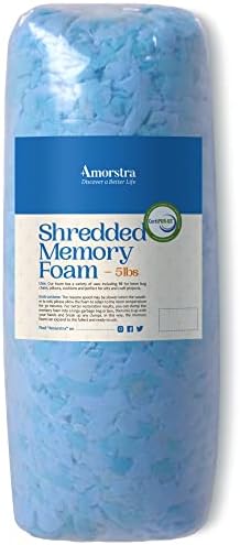 Bean Bag Filler, Shredded Memory Foam Filling, 5 Lb, Pouf Ottoman Filler for Couch Cushion, Cushion, Dog Bed, Stuffed Animals and Bean Bag Refill, Blue