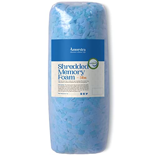 Bean Bag Filler, Shredded Memory Foam Filling, 5 Lb, Pouf Ottoman Filler for Couch Cushion, Cushion, Dog Bed, Stuffed Animals and Bean Bag Refill, Blue