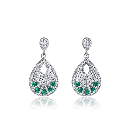 Boucles d'oreilles émeraude en argent 925 massif pour femme