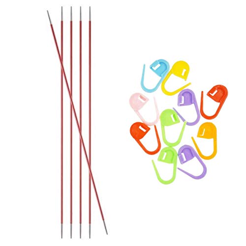 Knitter's Pride Zing Knitting Needles DPN Double Pointed 6 inch (15cm) (Set of 5) Size US 0 (2mm) Bundle with 10 Artsiga Crafts Stitch Markers 140001