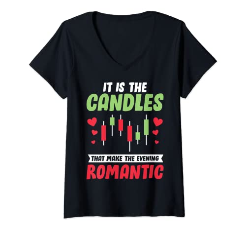Mujer Stock Market Funny T-Shirt Funny Stock Trading candlestick Camiseta Cuello V
