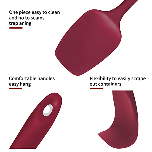 Tsango Spatula Set, Silicone Spatula One Piece Design, Rubber Spatulas Silicone Heat Resistant For Cooking, Baking, Easy Clean Flexible Spatula,Red #TOP1