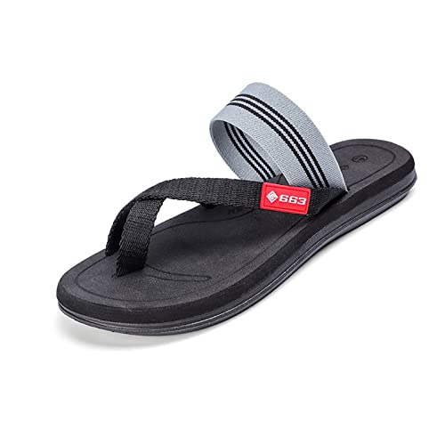 Mens Foot Correction Flip Flops, Men's Summer Breathable Plantar Fasciitis Orthopedic Toe Post Flip Flops, for Toe Flat Iron Plat Comfortable Flat Slippers ( Color : Black , Foot length : 26cm )