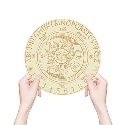 Tablero de péndulo Sun Moon de madera para adivinación, tablero altar brujo, tallado, para brujería, wicca, paganismo y meditación, 20 x 20 cm miniatura 4