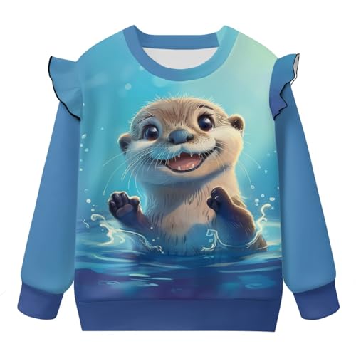 Toddler Girls Sweatshirt Size 1-8 Ruffle Long Sleeve Sweatshirt Soft Comfy Blouse Baby Girl Crewneck T-Shirts