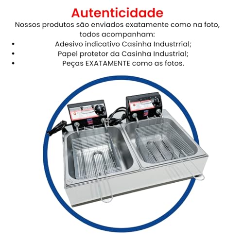 Fritadeira Elétrica Industrial 2 Cubas 10L - Grandes Quantidades em Frituras - Profissional (220volts) - Imagem 6