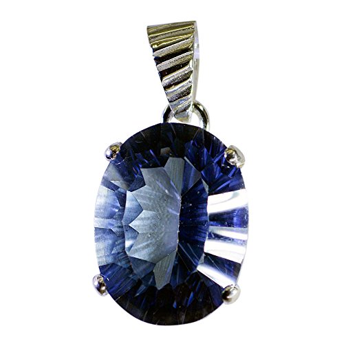 Collier quartz mystique bleu en argent ovale pour sublimer vos tenues de soirée