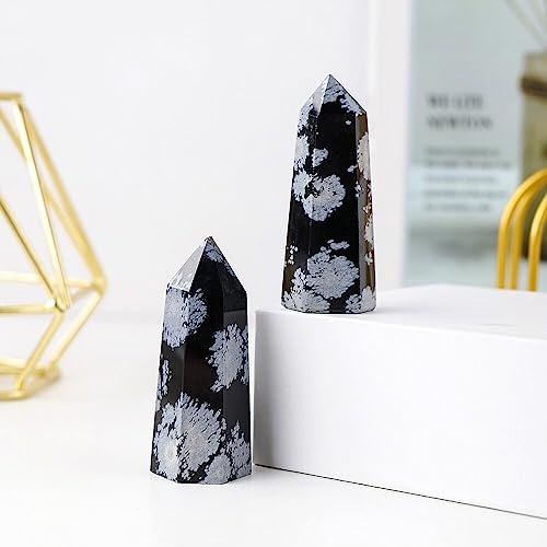 Obsidiana nevada en prisma hexagonal para decoración de interiores 4