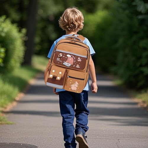 Sac à dos Capybara enfants grande capacité imperméable pour maternelle