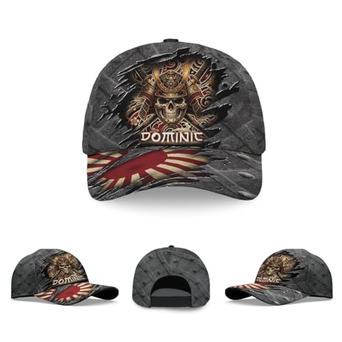 Image of Skull Baseball Cap for Men, Grim Reaper Death Crack Old Metal with Flag, Men's Hat, Adjustable Motorcycle Soft Caps