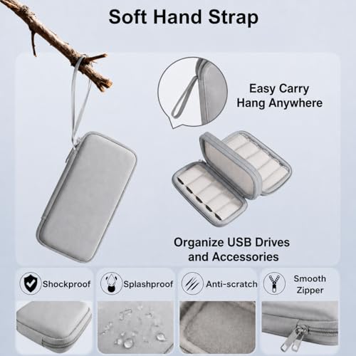 Image of Grey Pen Drive Box, 20 Slots USB Flash Drive Organizer for Travel Business Commute Storage, Pen Drive Case for Tech Professionals and Students, Pendrive Pouch
