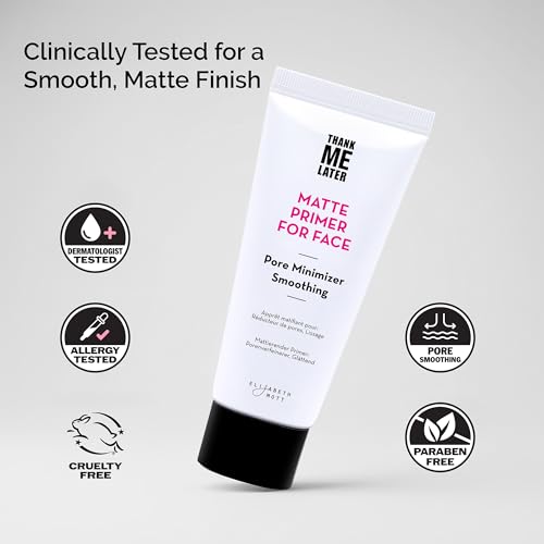 Elizabeth Mott Thank Me Later Face Primer - Mattifying Makeup Base Primer for Smooth Skin - Pore Minimizer, Helps Smooth Fine Lines - Long-Lasting, Lightweight, Leaping Bunny Certified, 30g
