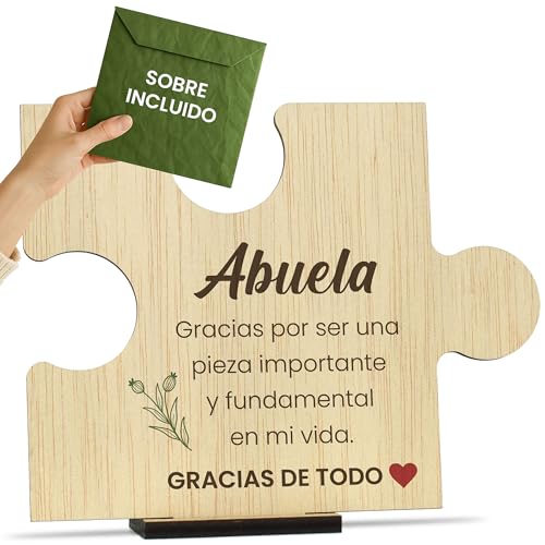 CONTRAXT Tarjeta abuela en madera. Regalos para abuelas especiales y originales Detalles felicitación postales abuela español especial feliz día de la abuela wonderful (Abuela)