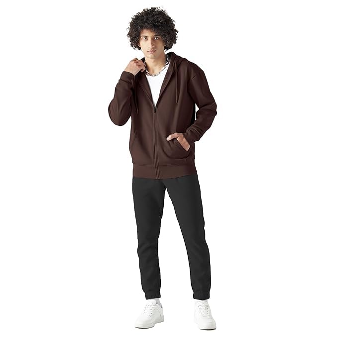 Image of FUNKY MONKEY Men's Full Zip Hoodie Sweatshirt | Soft Warm Fleece | Hooded Jacket | Loose Fit | Casual, Gym & Travel Winter Wear