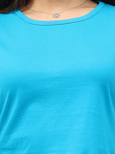 Image of FLEXIMAA Women's Cotton Plain Round Neck Half Sleeve Crop Top