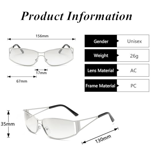 Y2K Sunglasses for Women Men, Trendy Women Sunglasses Fashion 2000S Sunglasses Eyewear Metal Frame2