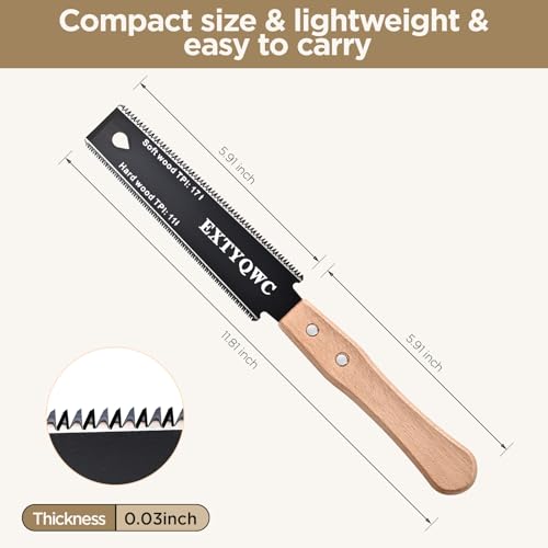 image for EXTYQWC Japanese Hand Saw,6-Inch Double-Edge Pull Saw,SK5 Flexible Bla