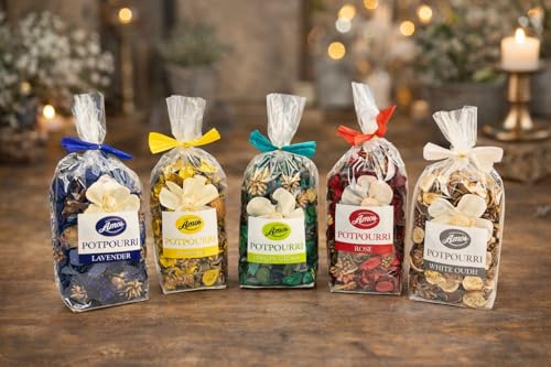 Image of Amos Premium Potpourri Flowers Home Fragrance Pack of 5(100 gm Each) (Rose) (Jasmine) (Lavender)(Lemongrass)(White oudh)