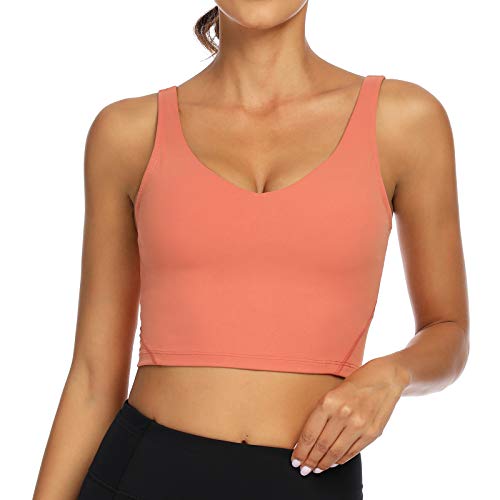 Image of Lemedy Women Sports Bra Longline Crop Tank Top Padded Workout Running Yoga