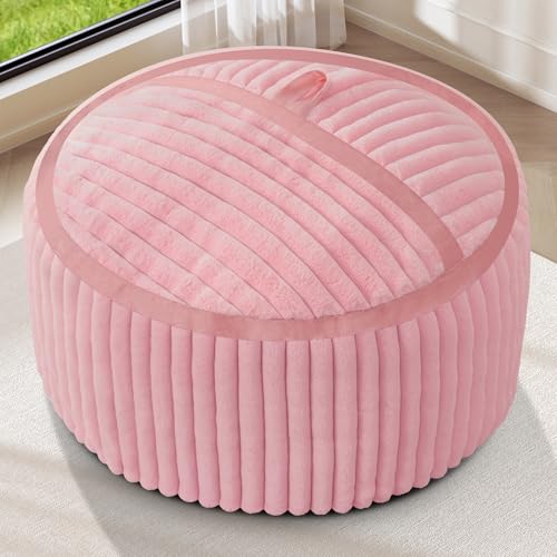 HABUTWAY Bean Bag Chair 3FT Big Bean Bag Chairs for Adults with Memory Foam Filled,3'Beanbag Chair with Soft Faux Fur Cover,Comfy Bean Bag Sofa for Classroom,Living Room,Game Room,Bedroom-Pink