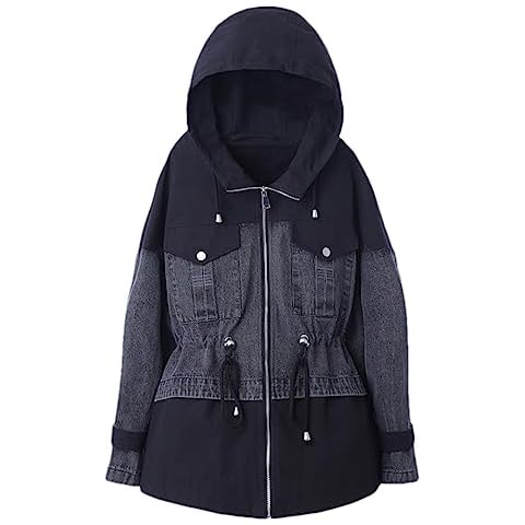 Pohullan Women's Mid-Length Denim Jacket Cover