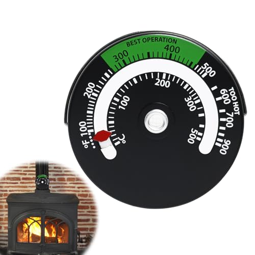 Magnetic Stove Thermometer for Wood Log Burner Pipe, Log Burner Accessories, Fire Stove Temperature Gauge with Bimetal Sensor, Oven Temperature Meter for Chimney Pipe Ovens, High-Temperature Resistant