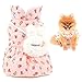 SMALLLEE_LUCKY_STORE Pet Clothes Girls Puppy Cotton Padded Floral Winter Dress Fleece Lind for Small Medium Dog Cat with Cute Rabbit Bag Yorkie Chihuahua Warm Apparel,Pink,S