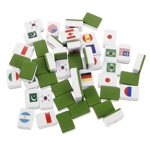 Jeu de Mahjong 48 Tuiles POPETPOP aux Drapeaux Nationaux pour Loisirs