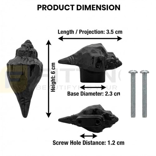 Image of Shell Shape Knob for Drawer /Cabinet Knob for Drawers /Wardrob Drawer Knobs /Drawer Handle (Zinc Alloy /Black Finish) Pack of 2-| 3 Years Warranty |