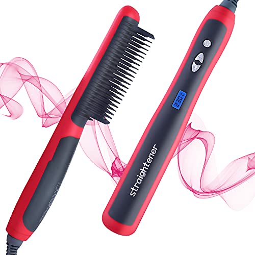 MKIOVH Hair Straightener Brush, Ceramic Ionic Straightening Comb&hot Comb, Fast Heating & Anti-Scald Hair Straightening Iron, Suitable for Women Fast Styling Straightening Curling