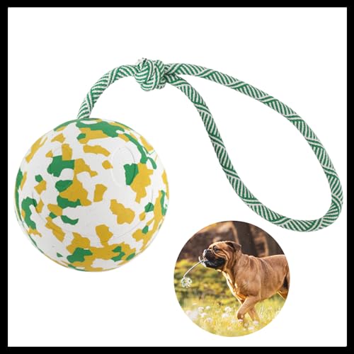 Easing Dog Ball on Rope,Indestructible Chew toys Natural Rubber Dog Toy for Aggressive Chewers Interactive with Pet,Fetch, Catch, Throw and Tug of War Pet
