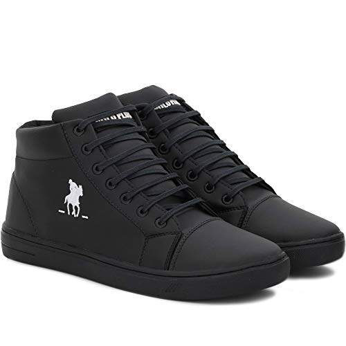 Tênis Estilo Botinha Casual Polo Plus Cano Alto Masculino Confort (42, Preto)