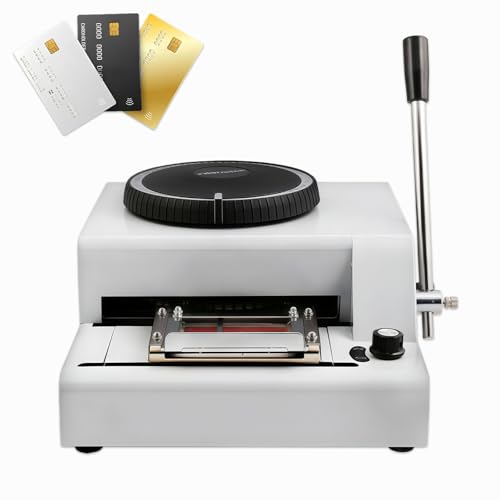 Membership Card Embosser Machine, Manual PVC Card Printer for Small Business, Create Raised VIP, Gift & Loyalty Cards with 72-Wheel Dial & Line Position Indicator