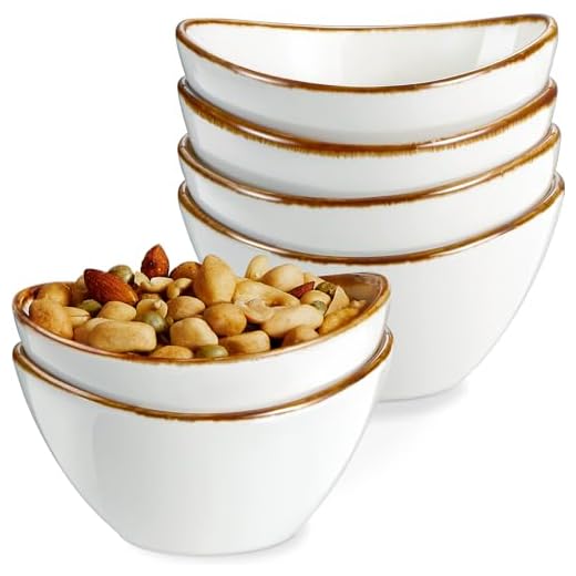 ONEMORE Ceramic Bowls, 8 oz Ice Cream Bowls Oval Salad Bowl Set of 6 Small Serving Bowls for Charcuterie Board, Dessert, Dips, Cereal, Side Dishes - Microwave, Dishwasher and Oven Safe - Creamy White