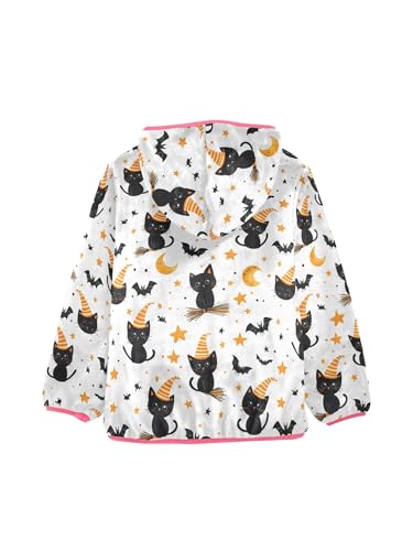 Black Bat Cat Orange Star Girls Fleece Jacket Girls Jacket Girl Coats Zip Up Hoodie Children Outerwear 2-3T2