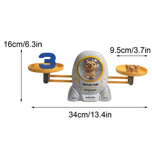 Cool Math Game Balance Toy Spaceship Cat and Dog Educational Calculation, Suitable for Boys and Girls, Educational Gifts for Children, Learning Age 3+ (62 Piece Set) (Blue)