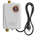 Tankless Water Heater Electric 110V, 3000W Instant Under Sink Water Heater, Portable On-Demand Hot Water for Sink, RV Kitchen, Camping, Digital Display (White-Small)