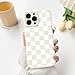 NITITOP Compatible with iPhone 14 Pro Max Case Cute Aesthetic Checkerboard Checkered Pattern for Women Girl Trendy Slim Fit TPU Silicone Shockproof Full Camera Protection Cover - White