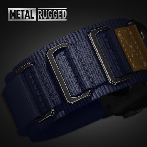 Image of Suitisbest Rugged Bands Compatible for Apple Watch Ultra Band 49mm 46mm 45mm 44mm 42mm(Series 3), 3 Ring Military Nylon Sport Durable Matel Strap for Women Men iWatch Ultra 10 9 8 7 6 5 4 3 SE