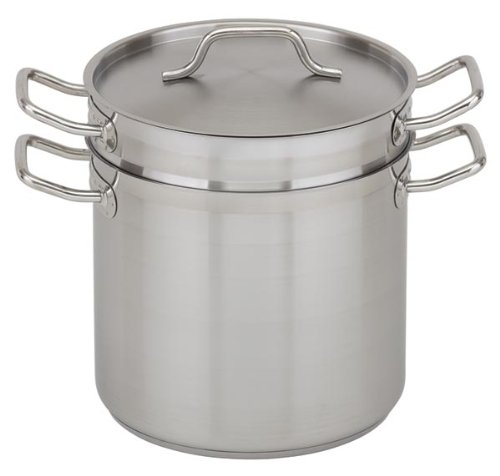Royal Industries Double Boiler With Lid, 12 Qt, 10.2" X 9.3" Ht, Stainless Steel, Commercial Grade - Nsf Certified #TOP26