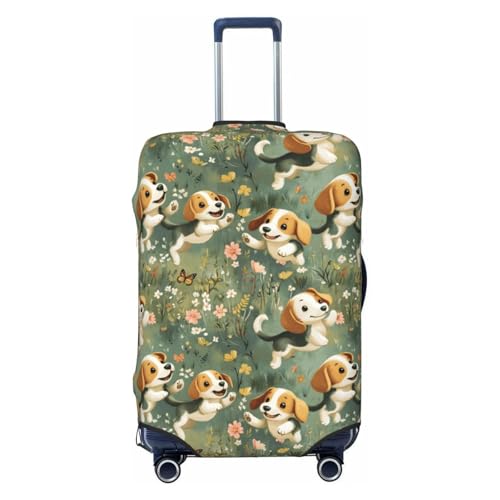 Beagle Puppy Dog Print Travel Luggage Covers, Washable Suitcase Covers Protector for Luggage 18-32 Inch High Elasticity