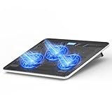 TECKNET Laptop Cooling Pad, Portable Slim Quiet USB Powered Laptop Notebook Cooler Cooling Pad Stand Chill Mat with 3 Blue LED Fans, Fits 12-17 Inches (White)