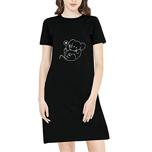 Image of Pooplu Women's Regular Fit Knee Length Unicorn Baby Cotton Printed Round Neck Half Sleeves Multicolour Pootlu Tshirt. One Piece, Knee Long, Three Fourth Tops, Trending Pootlu Tees and Tshirts