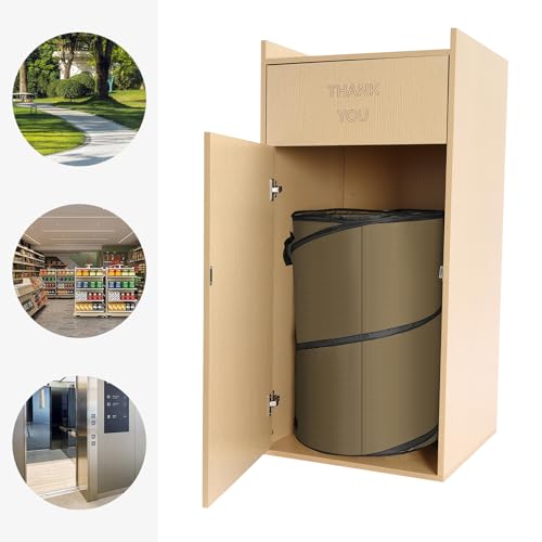Caneca de basura de madera rectangular 30L para restaurante miniatura 5